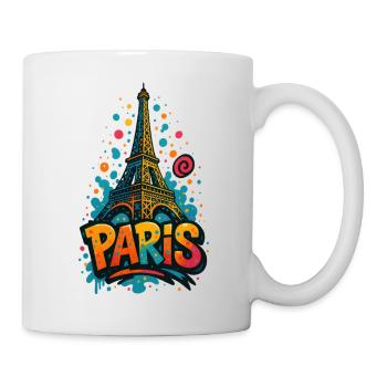 Paris Eiffelturm Shirt – Graffiti Street Art Style - Tasse - Weiß - Rechts