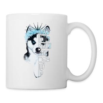 Eisbedeckter Husky mit Spruch - Tasse - Weiß - Rechts