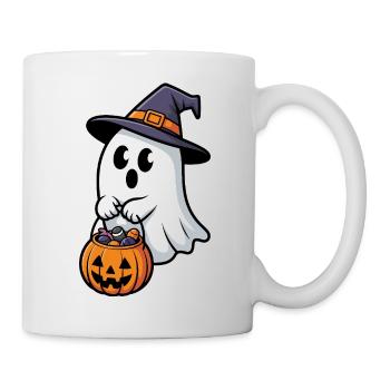 Motif de sorcière et de fantôme effrayant pour Halloween - Mug blanc - blanc - Droite