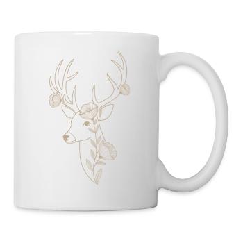 Elegant deer with floral decoration - Mug - white - Right