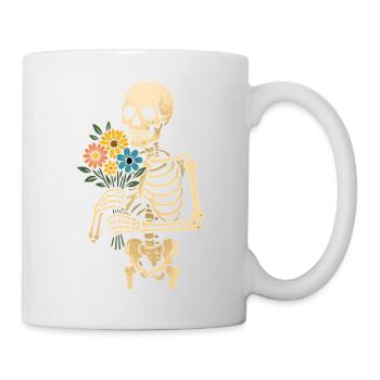 Skeleton with bouquet of flowers - Mug - white - Right