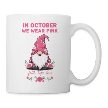 in Oktober we wear pink Gnom Pinkem Schlafmütze - Tasse - Weiß - Rechts