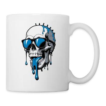 Skull with sunglasses and teardrop design - Mug - white - Right