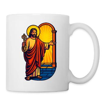 Risen Christ with Key, Jesus Art  - Mug - white - Right