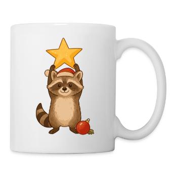 Weihnachts Waschbär mit Stern - Tasse - Weiß - Rechts