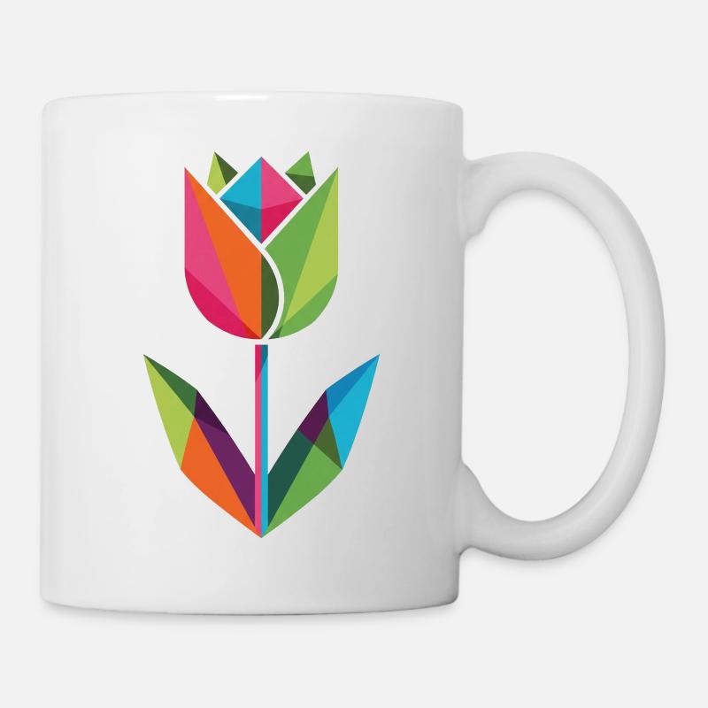 Geometric tulip in prism colors - Mug - white