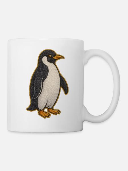 Glitzernder Pinguin Sticker - Tasse - Weiß