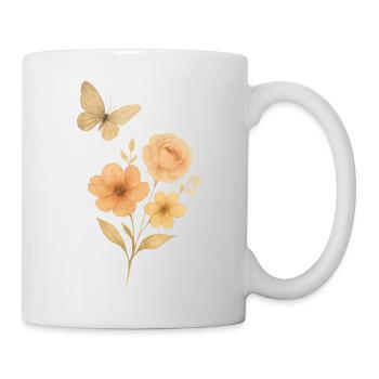 Pastel flowers with butterfly - Mug - white - Right