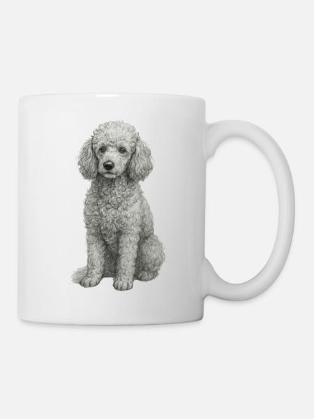 Pudel Hund im Handzeichnungsstil - Tasse - Weiß