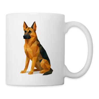 Deutscher Schäferhund in Low Poly - Tasse - Weiß - Rechts