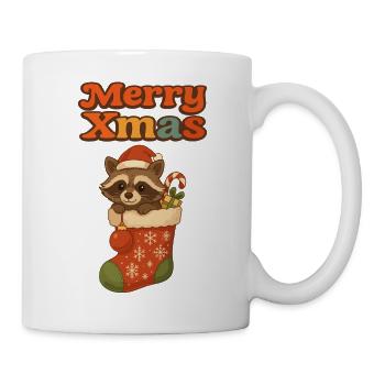 Raton laveur de Noël en bas - Mug blanc - blanc - Droite