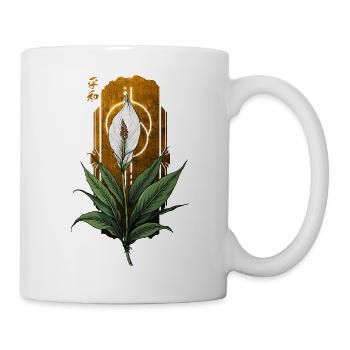 Goldene Friedenslilie mit Heiligenschein - Tasse - Weiß - Rechts