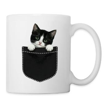 Cat Pocket peeks cute cat in the pocket - Mug - white - Right