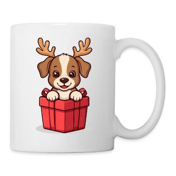 Surprise Pup – Dog in Christmas Gift - Mug - white - Right