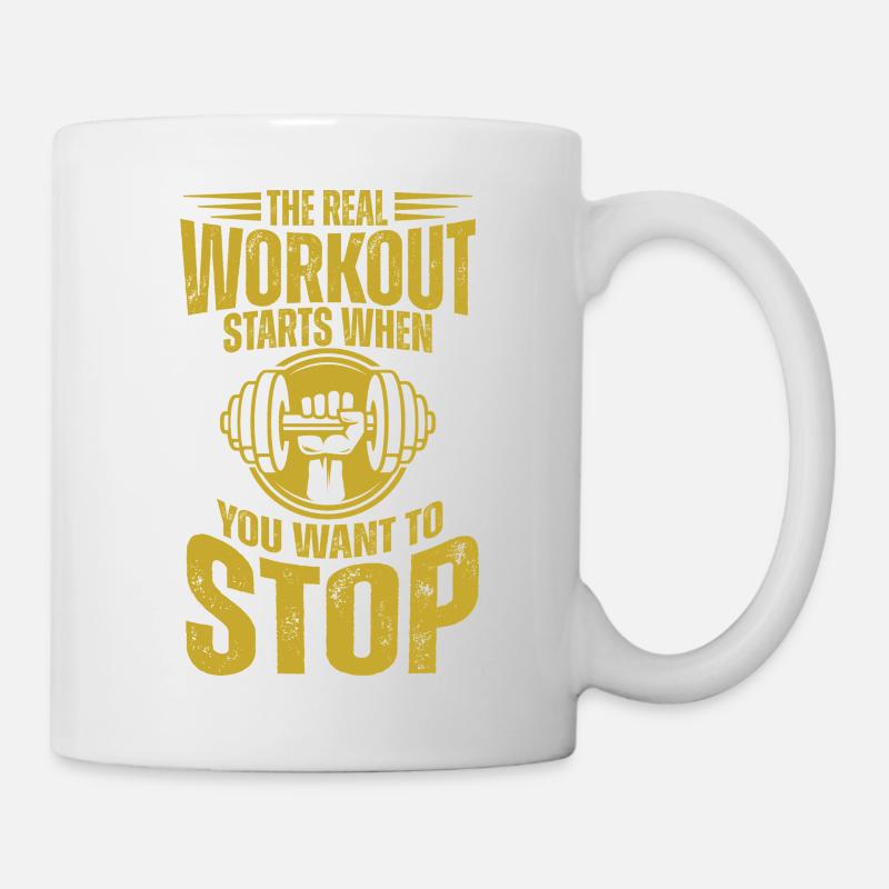 Echtes Workout startet, wenn du aufgibst - Tasse - Weiß