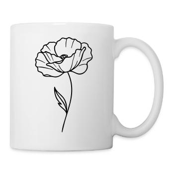 Poppy – Line Graphic, Flower Outlines - Mug - white - Right