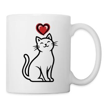 Herzkatze Strichzeichnung - Tasse - Weiß - Rechts