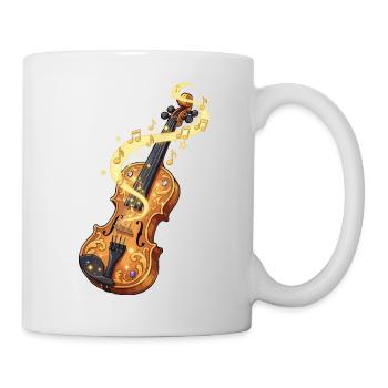 Goldene Geige mit Musiknoten - Tasse - Weiß - Rechts