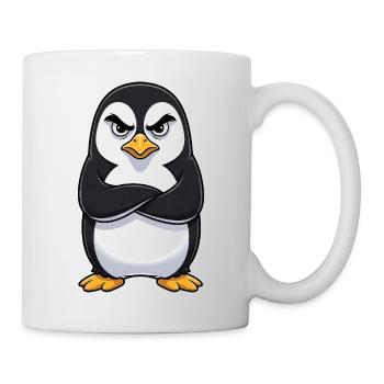 Grumpy Pinguin Cartoon sauer mürrisch genervt - Mug blanc - blanc - Droite