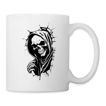 Skull mit Hoodie Design Halloween Grusel - Tasse - Weiß - Rechts