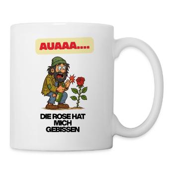 Aua die Rose hat mich gebissen - Tasse - Weiß - Rechts