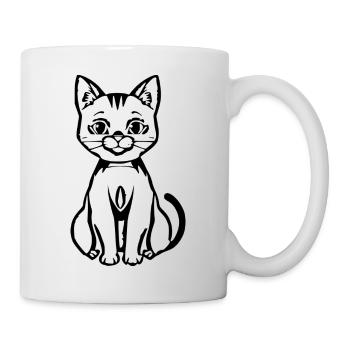Chat Noir Noir T-shirt chat Cadeau - Mug blanc - blanc - Droite