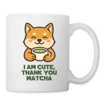 Cute Matcha Shiba mit Tasse - Tasse - Weiß - Rechts