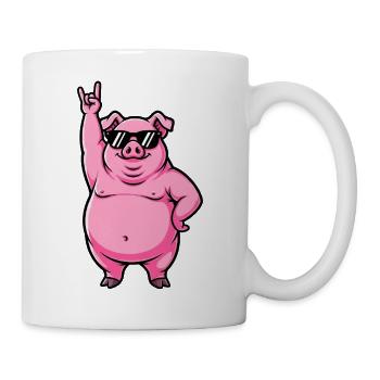 Cool Pig Musician Guitarist Rock Festival - Mug - white - Right