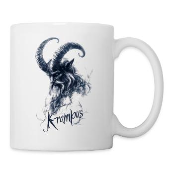 Krampus – düsteres Schwarz-Weiß Design, Brauchtum - Tasse - Weiß - Rechts