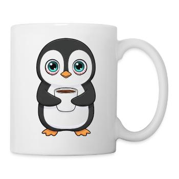 Süßer Pinguin Kaffee Morgenmuffel Büro Koffein - Tasse - Weiß - Rechts