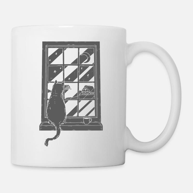 Cat Coffee Graphic Art - Mug - white