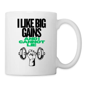 Big Gains Funny Gym Shirt - Tasse - Weiß - Rechts