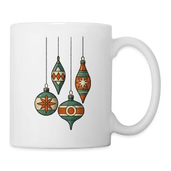 Weihnachtskugeln - Frohe Weihnachten - Tasse - Weiß - Rechts