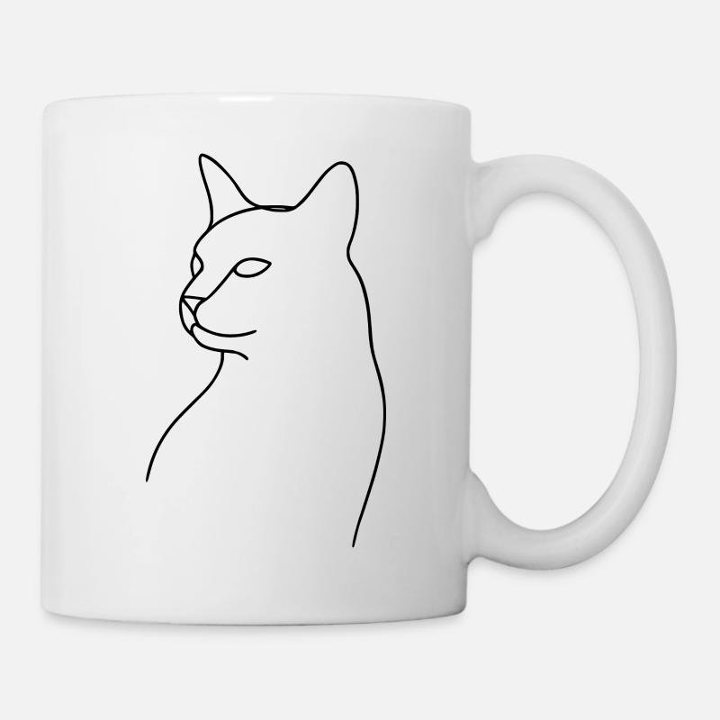 Dessin au trait Chat - Mug blanc - blanc