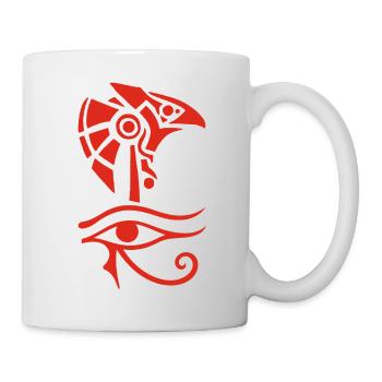 Dieu égyptien et oeil d'Horus (rouge) - Mug blanc - blanc - Droite