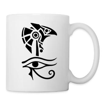 Dieu égyptien et oeil d'Horus (noir) - Mug blanc - blanc - Droite
