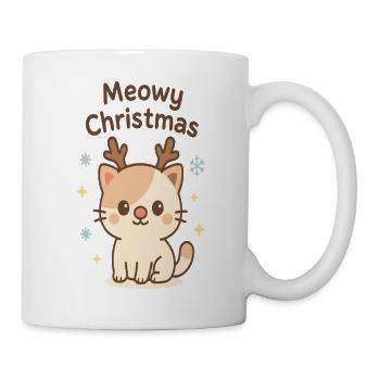 Meowy Christmas Katze mit Rentierhörnern - Tasse - Weiß - Rechts