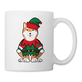 Shiba Inu Elf Costume Christmas Lazy DIY Costume - Mug - white - Right