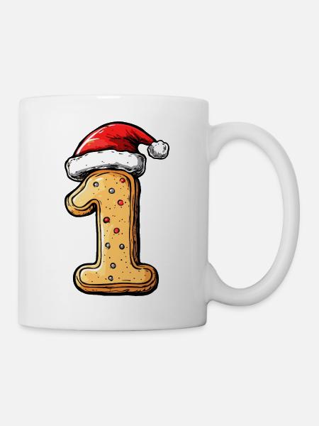 1 Zahl Keks Weihnachten - Tasse - Weiß