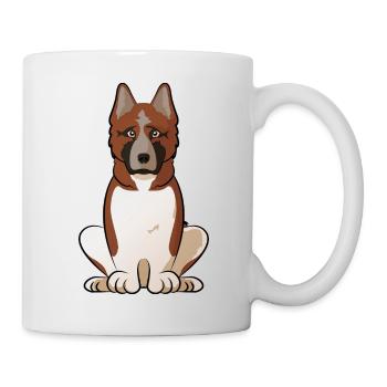 American Akita Hund Mama Hund Papa Shirt – Stolzer Akita - Tasse - Weiß - Rechts