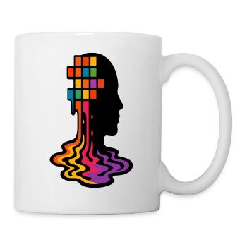 Regenbogen Pixel Schmelz Porträt - Tasse - Weiß - Rechts