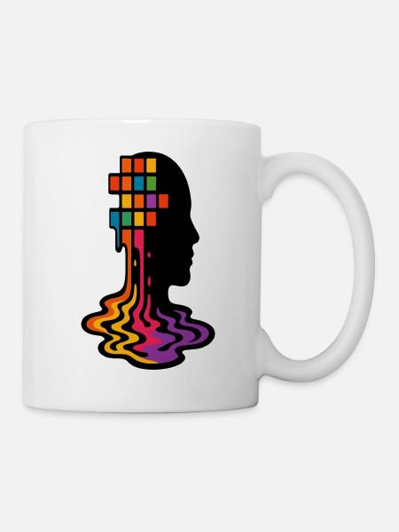 Regenbogen Pixel Schmelz Porträt - Tasse - Weiß