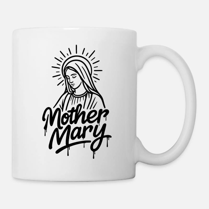 Mutter Maria Urban Graffiti Linienkunst - Tasse - Weiß