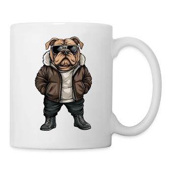 Bulldog Chien Cool Hiver - Mug blanc - blanc - Droite