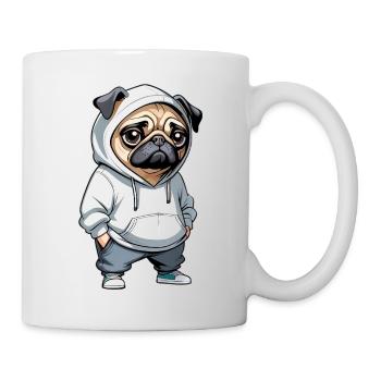 Pug Hoodie Stadtstyle - Mug - white - Right