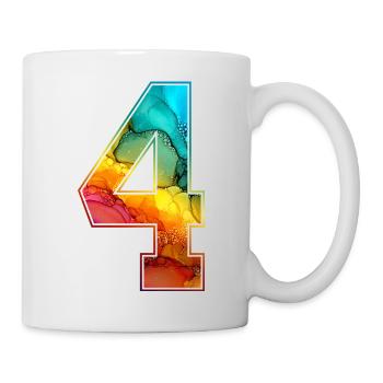 NR. 4 NUMMER 4 COLLEGE 4. GEBURTSTAG - Tasse - Weiß - Rechts