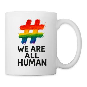 #WeAreAllHuman – Rainbow Watercolor Design - Mug - white - Right