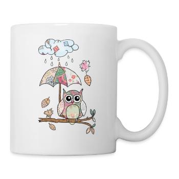 Eule_im_Regen - Mug blanc - blanc - Droite