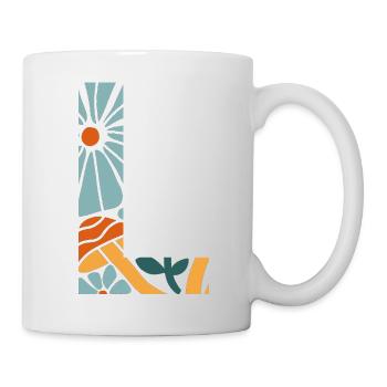 Letter l Groovy Flowers Geschenkidee - Tasse - Weiß - Rechts