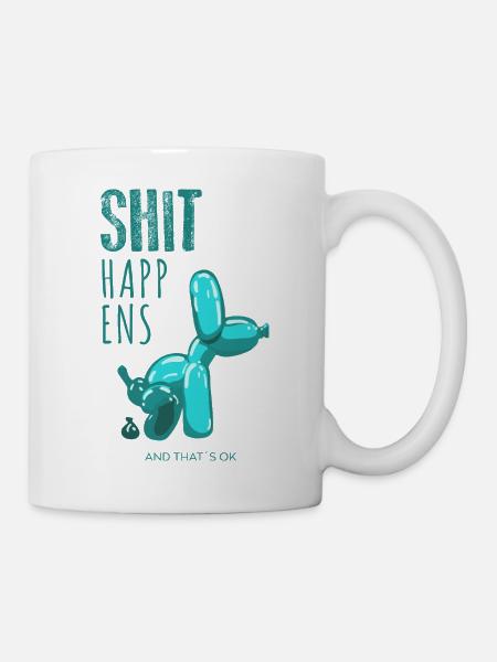 Shit happens, Ballondog - Tasse - Weiß